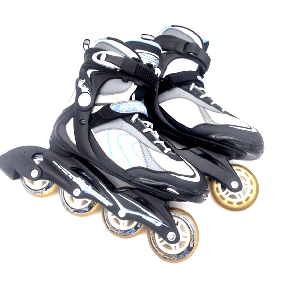 BLADERUNNER@ Pro 80 ABEC 5 Inline Skates Black Blue Gray 80mm Wheel Womens Sz 8" - Picture 4 of 8